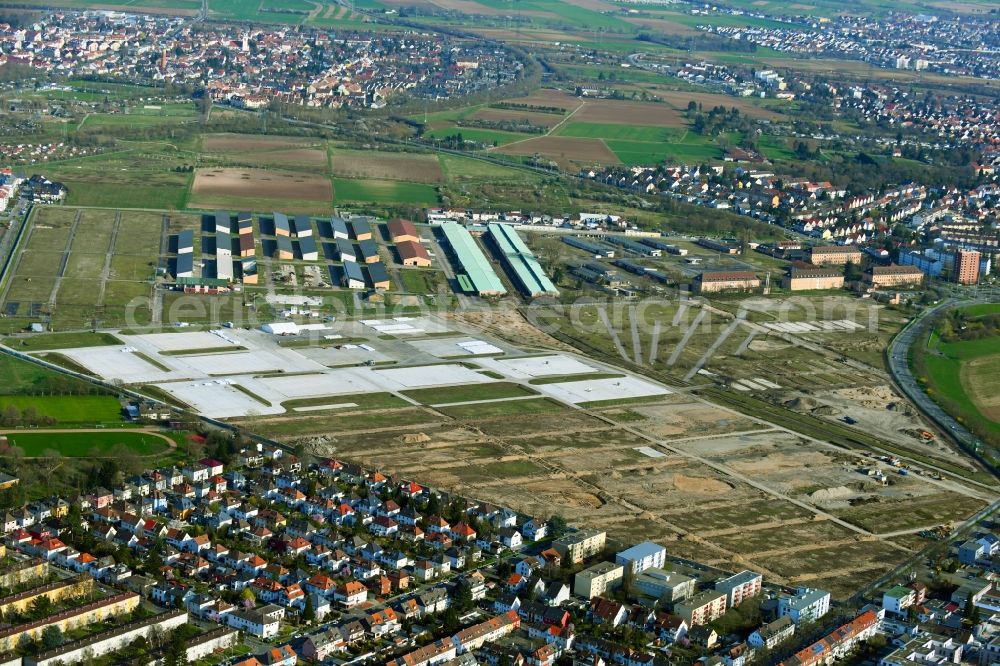 Mannheim from above - Construction site for the dismantling and conversion of the former military Spinelli barracks in the district of Kaefertal in Mannheim in the state Baden-Wurttemberg, Germany