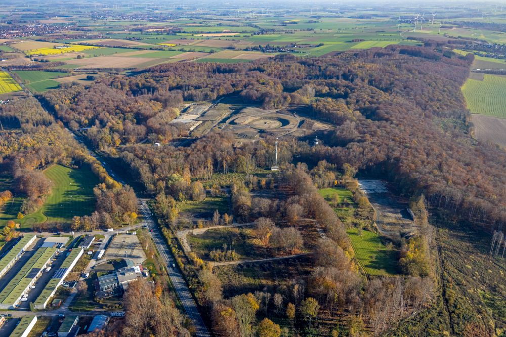 Aerial image Werl - Conversion surfaces on the renatured site of the former military training area in Werl at Ruhrgebiet in the state North Rhine-Westphalia, Germany