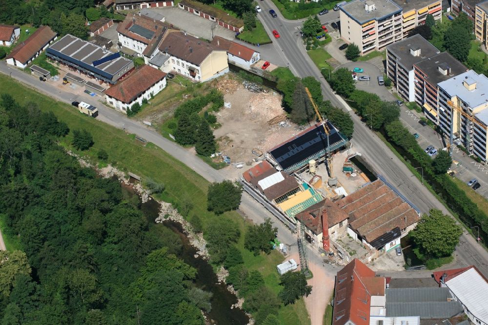 Schopfheim from above - Conversion surfaces on the area of the former dye factory in Schopfheim in the state Baden-Wurttemberg, Germany