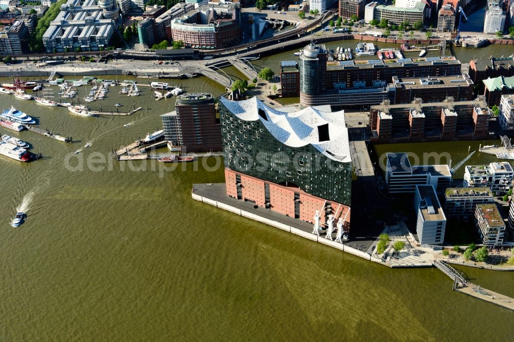 Aerial image Hamburg - The Elbe Philharmonic Hall on the river bank of the Elbe in Hamburg