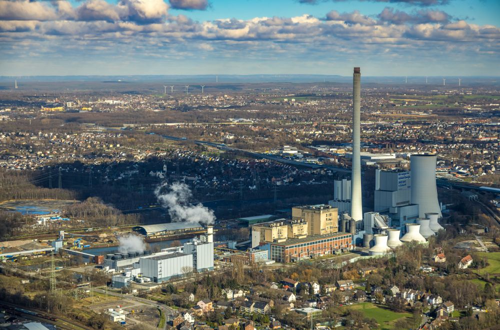 Herne from above - Power plants of a gas and steam power plant of STEAG GmbH in Herne in the federal state of North Rhine-Westphalia, Germany