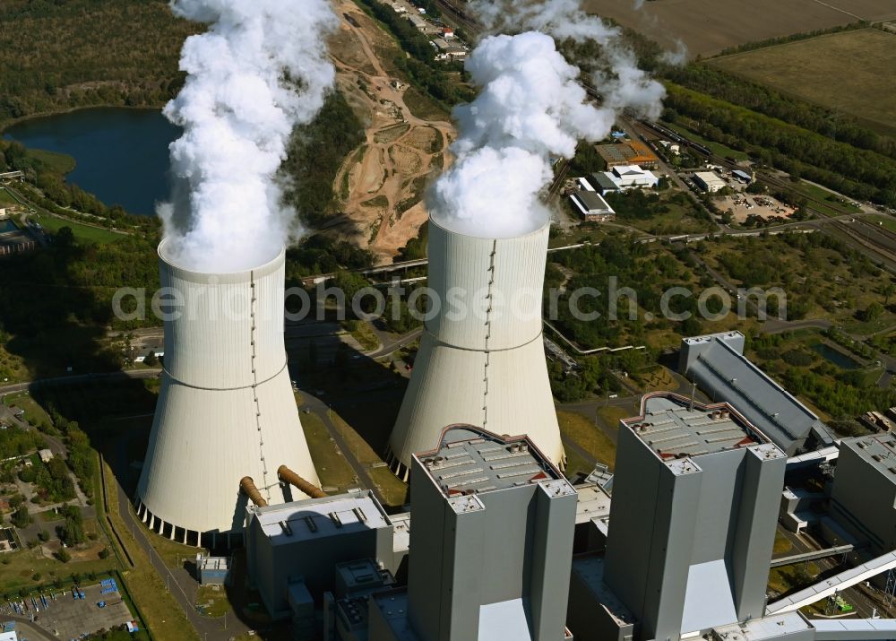 Aerial photograph Lippendorf - Power plants and exhaust towers of thermal power station of LEAG Lausitz Energie Kraftwerke AG in Lippendorf in the state Saxony, Germany