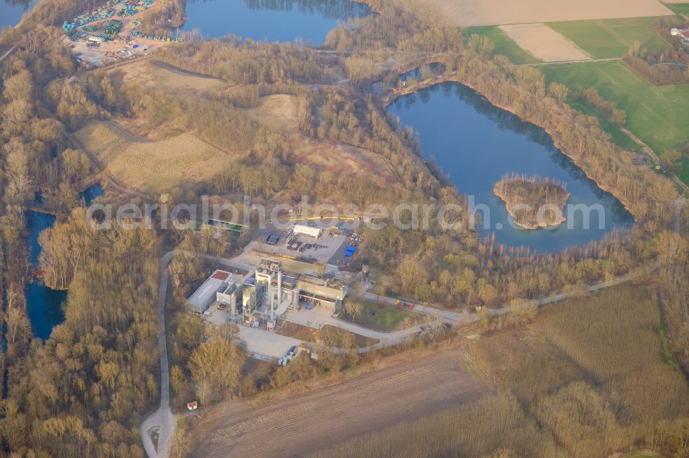Landshut from above - Power plants and exhaust towers of Waste incineration plant station and biomass cogeneration plant on street Hans-Bleibrunner-Weg in Landshut in the state Bavaria, Germany
