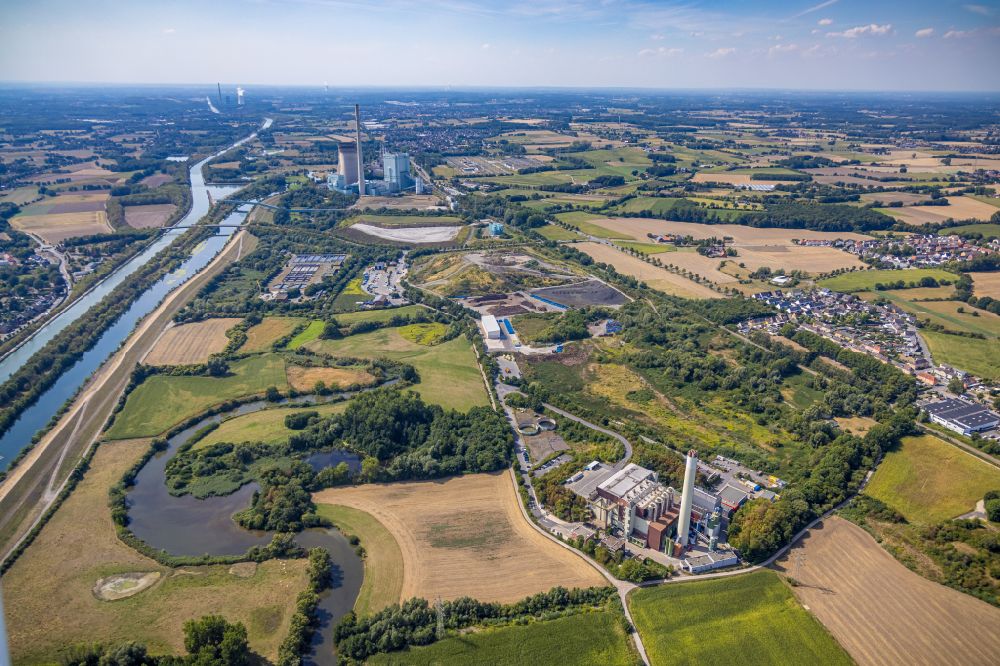 Aerial image Hamm - Power plants and exhaust towers of Waste incineration plant station in the district Bockum-Hoevel in Hamm at Ruhrgebiet in the state North Rhine-Westphalia, Germany