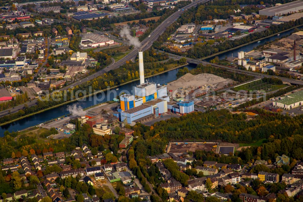 Aerial image Oberhausen - Power plants and exhaust towers of Waste incineration plant station in Oberhausen at Ruhrgebiet in the state North Rhine-Westphalia, Germany