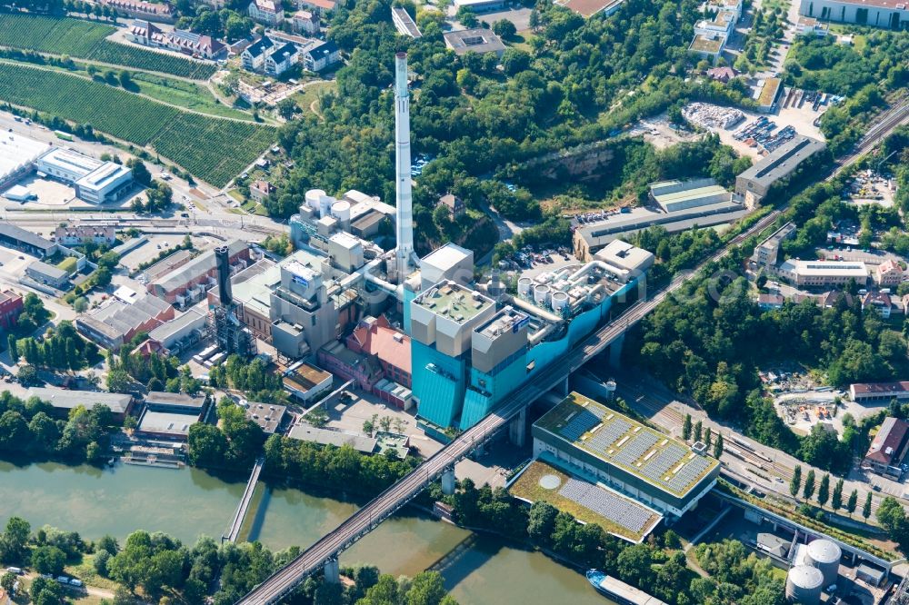 Stuttgart from above - Power plants and exhaust towers of Waste incineration plant station in the district Muenster in Stuttgart in the state Baden-Wurttemberg, Germany
