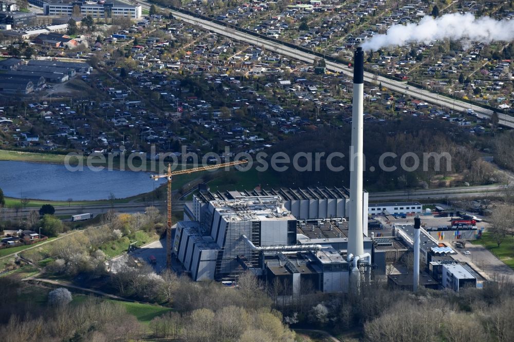 Glostrup from above - Power plants and exhaust towers of Waste incineration plant station Vestforbraending Ejby Mosevej in Glostrup in Region Hovedstaden, Denmark