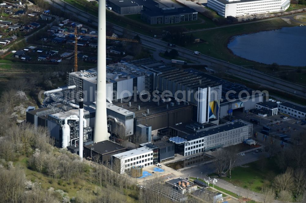 Glostrup from the bird's eye view: Power plants and exhaust towers of Waste incineration plant station Vestforbraending Ejby Mosevej in Glostrup in Region Hovedstaden, Denmark