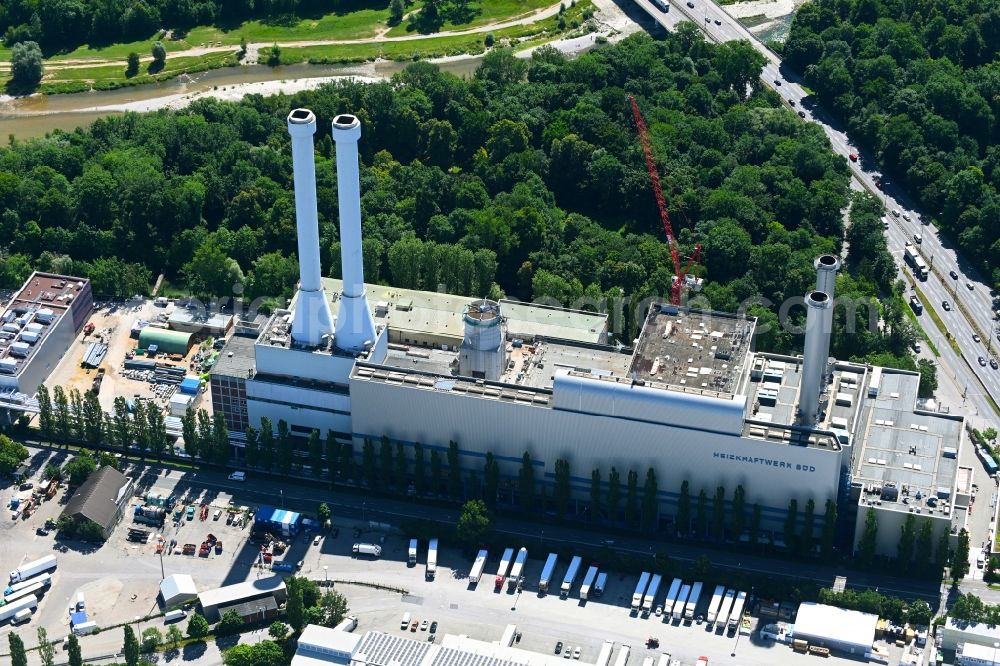Aerial photograph München - Power plants of the Suedheizkraftwerk at Schaeftlarnstrasse in Munich Sendling in the state of Bavaria