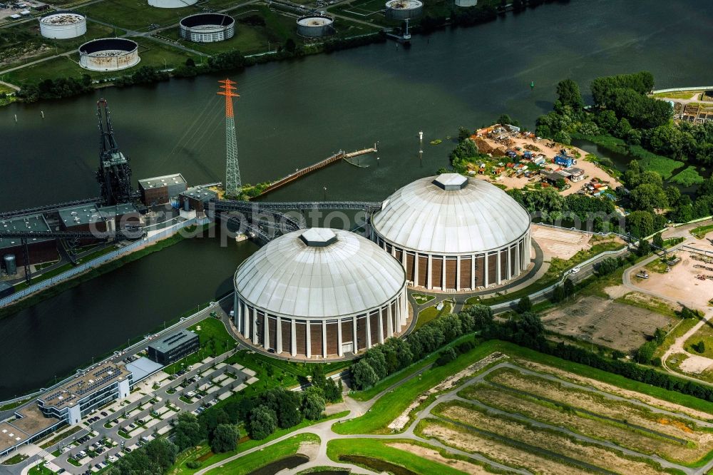 Aerial photograph Hamburg - Power plants and exhaust towers of thermal power station Vattenfall Kraftwerk Moorburg in Hamburg, Germany