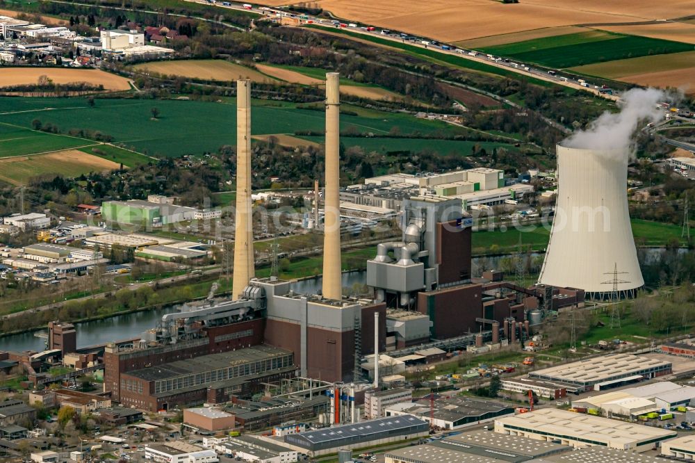 Aerial image Heilbronn - Power plants and exhaust towers of coal thermal power station in Heilbronn in the state Baden-Wurttemberg, Germany