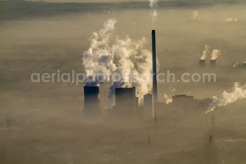 Aerial photograph Lünen - Power plants and exhaust towers of the coal thermal power station and coal power plant Trianel in Luenen in North Rhine-Westphalia