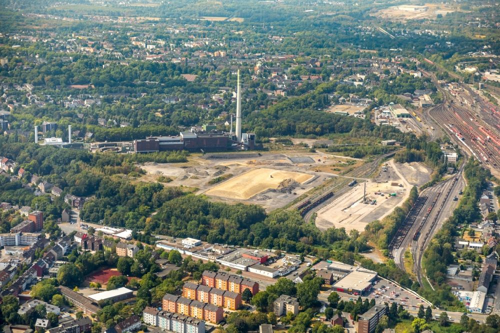 Aerial photograph Herne - Power plant of the coal thermal power station Shamrock on site of the former mining pit Shamrock in the Wanne-Eickel part of Herne in the state of North Rhine-Westphalia