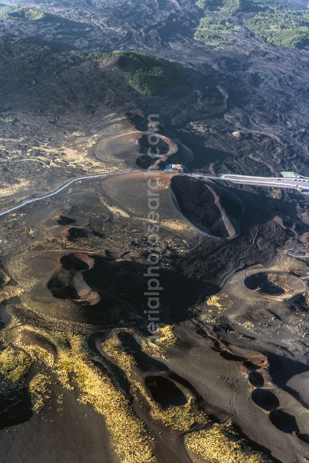 Aerial image Bronte - View to the volcano Mount Etna at Siciliy in italy