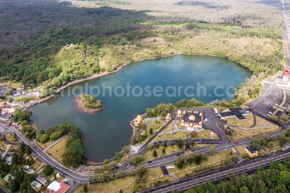 Aerial photograph Bois Cheri - Crater lake Grand Bassin is the holy lake of the Hindu religion on the Island Mauritius