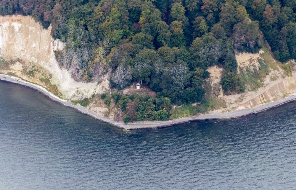 Aerial image Sassnitz - View of the chalk cliff coast in the National Park Jasmund near Sassnitz on the island Ruegen in Mecklenburg-West Pomerania