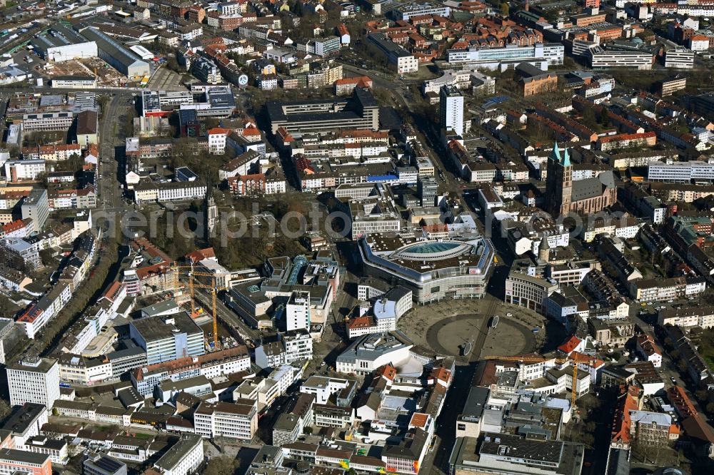 Aerial photograph Kassel - Circular surface - Koenigsplace in Kassel in the state Hesse, Germany