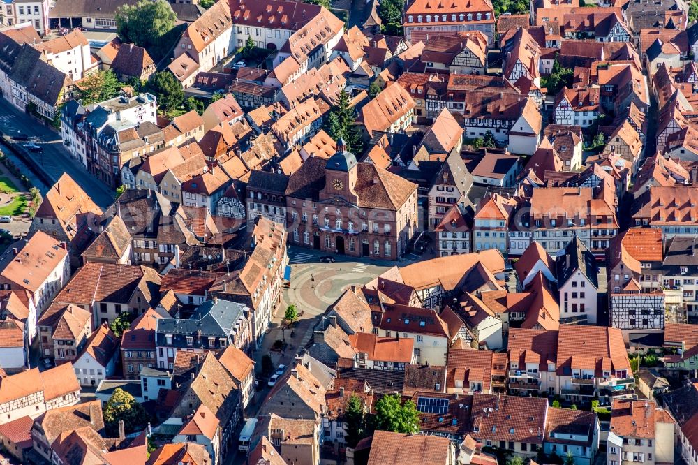 Wissembourg from above - Circular Place in front of Tourist Office in Wissembourg in Grand Est, France