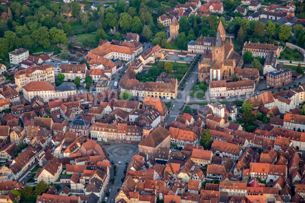 Aerial image Wissembourg - Circular Place in front of Tourist Office in Wissembourg in Grand Est, France