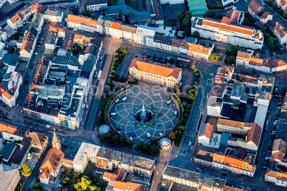Pirmasens from the bird's eye view: Circular surface of Place Exerzierplatz at town hall in Pirmasens in the state Rhineland-Palatinate, Germany