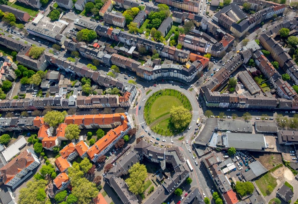 Aerial image Dortmund - Traffic management of the roundabout road Borsigplatz in Dortmund in the state North Rhine-Westphalia
