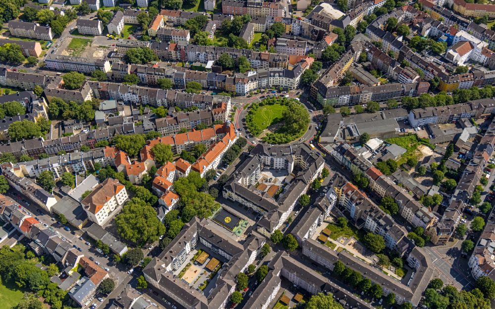 Aerial photograph Dortmund - Traffic management of the roundabout road Borsigplatz in Dortmund in the state North Rhine-Westphalia