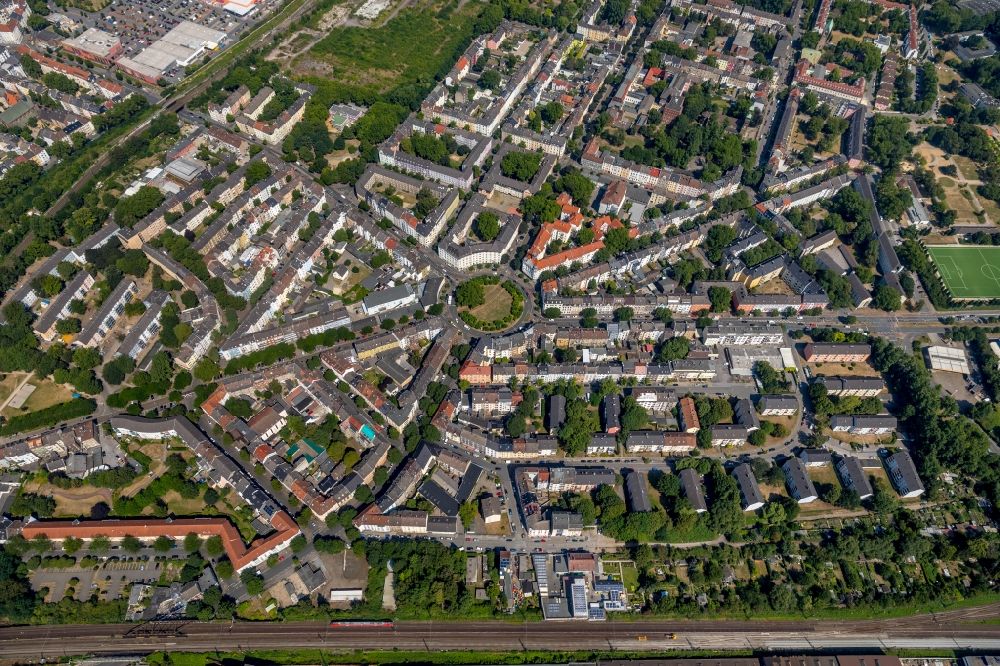 Aerial photograph Dortmund - Traffic management of the roundabout road on Borsigplatz in Dortmund in the state North Rhine-Westphalia, Germany