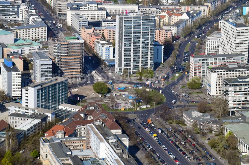 Berlin from above - Traffic management of the roundabout road Ernst-Reuter-Platz in the district Charlottenburg in Berlin, Germany