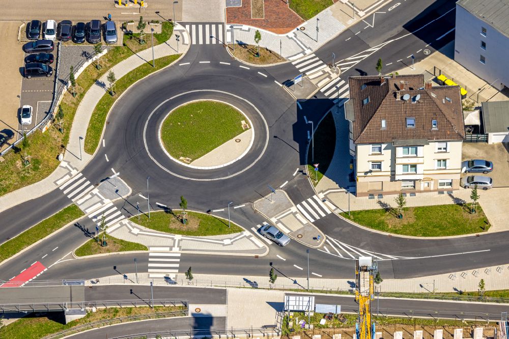 Aerial image Witten - Traffic management of the roundabout road Pferdebachstrasse - Westfalenstrasse in Witten at Ruhrgebiet in the state North Rhine-Westphalia, Germany