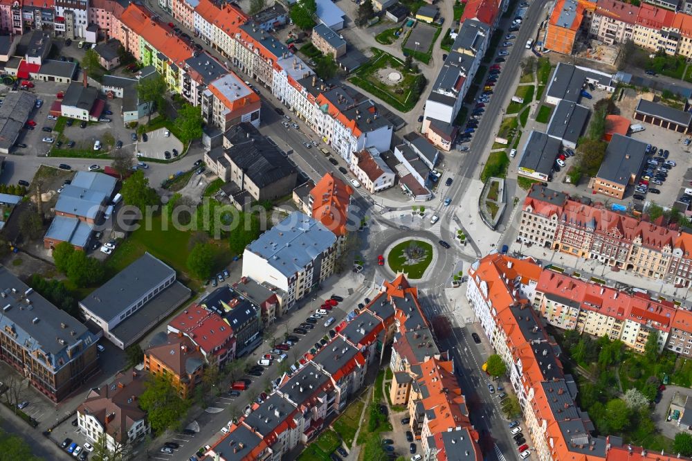 Aerial photograph Zgorzelec - Gerltsch - Traffic management of the roundabout road Staszica - Warszawska - DaszyA?skiego in Zgorzelec - Gerltsch in Dolnoslaskie - Niederschlesien, Poland