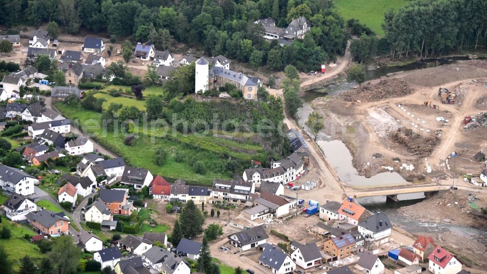 Altenahr from above - Kreuzberg after the flood disaster this year in the state Rhineland-Palatinate, Germany