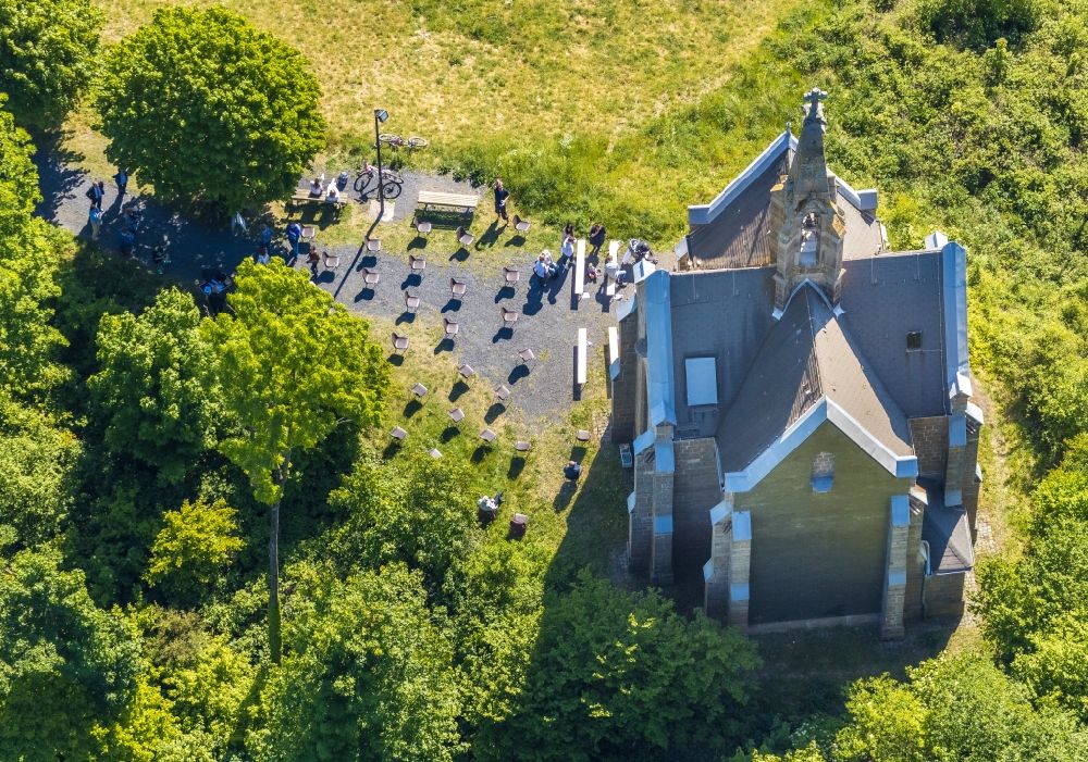 Aerial image Arnsberg - Church building of the Kreuzberg chapel in the district Wennigloh in Arnsberg in the state North Rhine-Westphalia, Germany