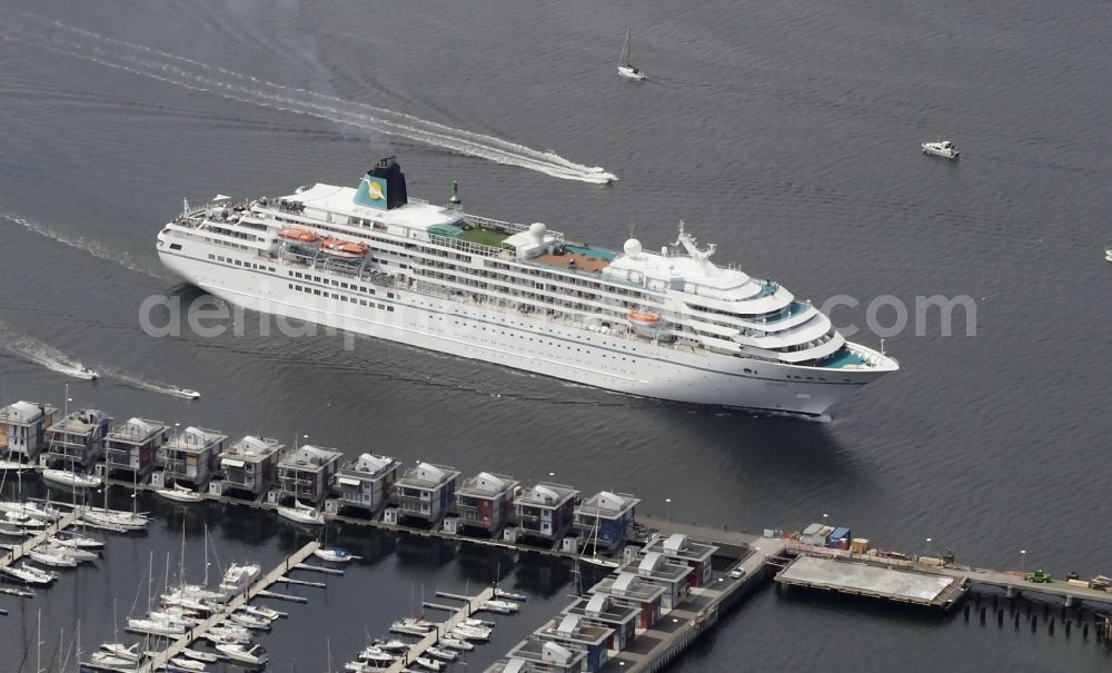 Aerial photograph Flensburg - Cruise ship Amadea in Flensburg in Schleswig-Holstein