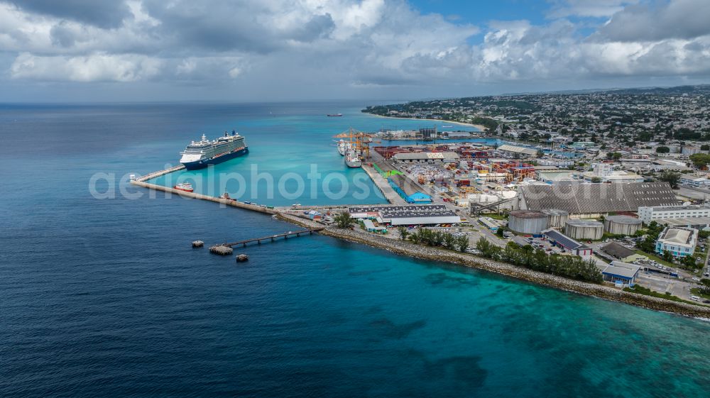 Bridgetown from above - Cruise and passenger ship Celebrity Equinox on street Unnamed Road in Bridgetown in Saint Michael, Barbados