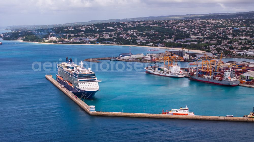 Aerial image Bridgetown - Cruise and passenger ship Celebrity Equinox on street Unnamed Road in Bridgetown in Saint Michael, Barbados