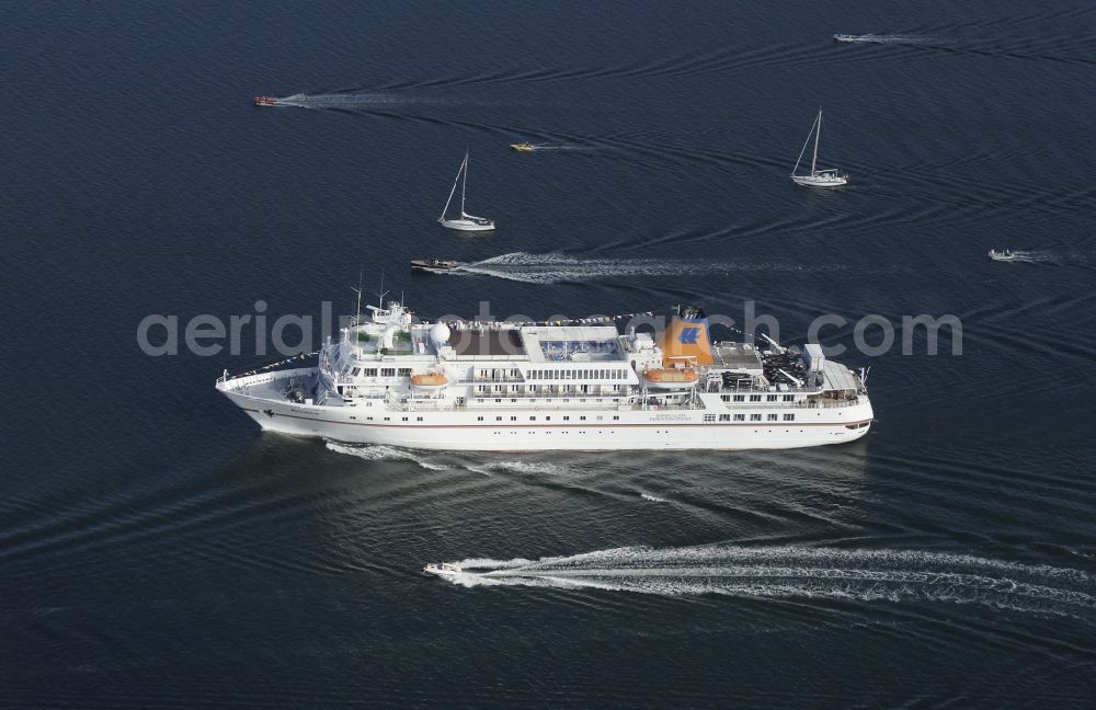 Aerial image Glücksburg (Ostsee) - Cruise ship on the Flensburg Fjord in Schleswig-Holstein