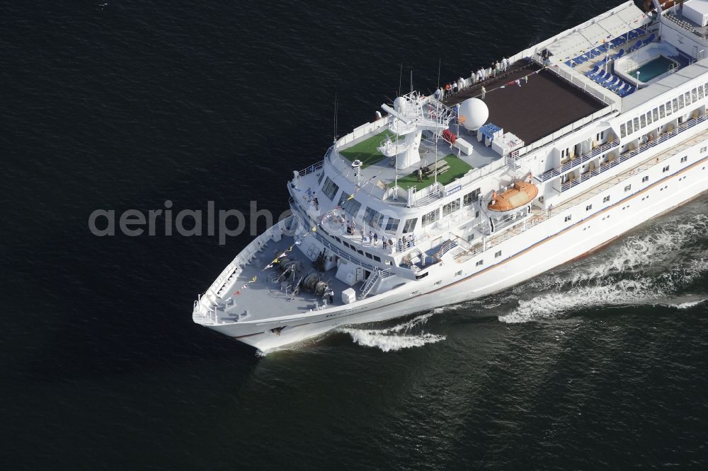 Aerial photograph Glücksburg (Ostsee) - Cruise ship on the Flensburg Fjord in Schleswig-Holstein