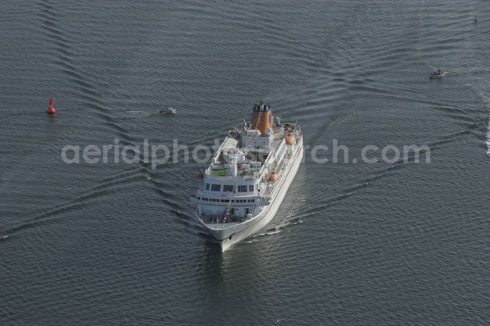 Aerial image Glücksburg - Cruise ship on the Flensburg Fjord in Schleswig-Holstein