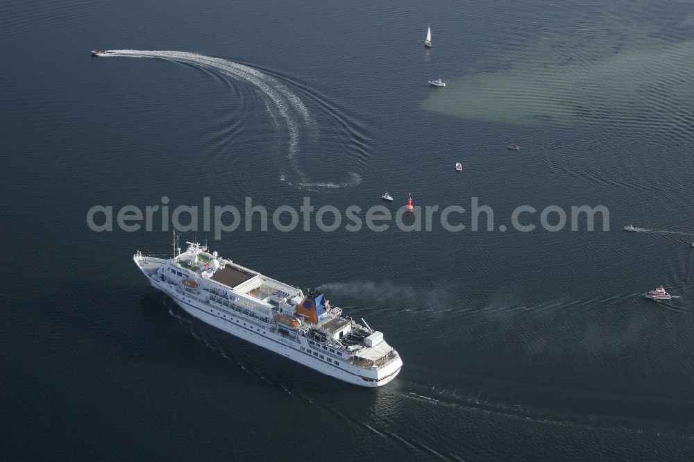 Aerial photograph Glücksburg - Cruise ship on the Flensburg Fjord in Schleswig-Holstein