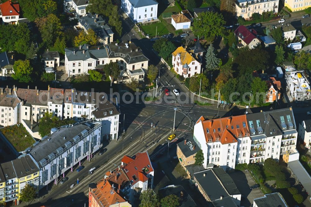 Aerial image Leipzig - Road over the crossroads Delitzscher Strasse - Coppistrasse - Wittenberger Strasse in the district Eutritzsch in Leipzig in the state Saxony, Germany