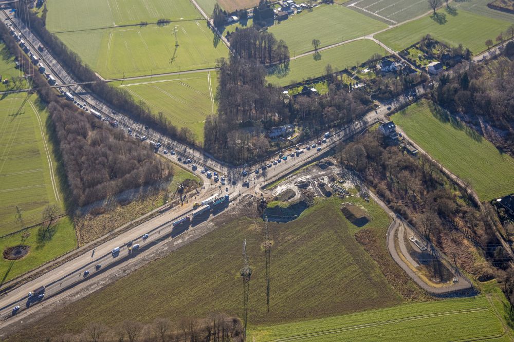 Aerial photograph Eving - Construction site to remodel the course of the intersection on Bundesstrassen 236 and 54 in Eving at Ruhrgebiet in the state North Rhine-Westphalia, Germany