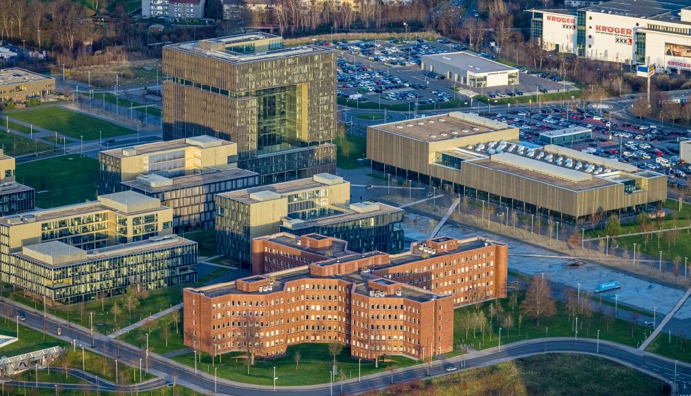 Aerial image Essen - Company premises of and headquarters of thyssenkrupp AG in Essen in the federal state of North Rhine-Westphalia, Germany