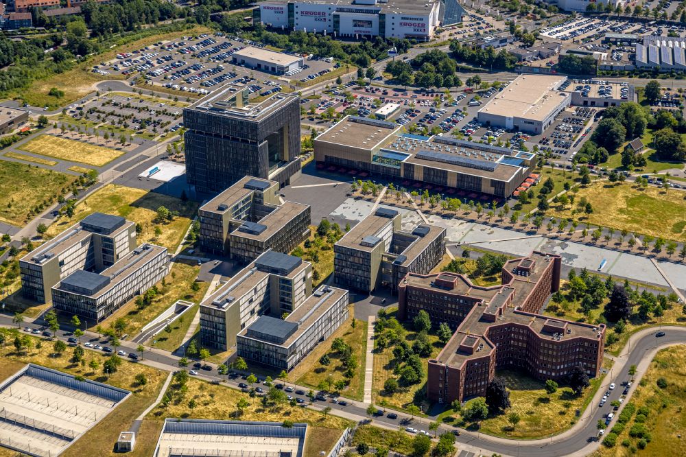 Aerial image Essen - Company premises of and headquarters of thyssenkrupp AG in the district Westviertel in Essen in the federal state of North Rhine-Westphalia, Germany