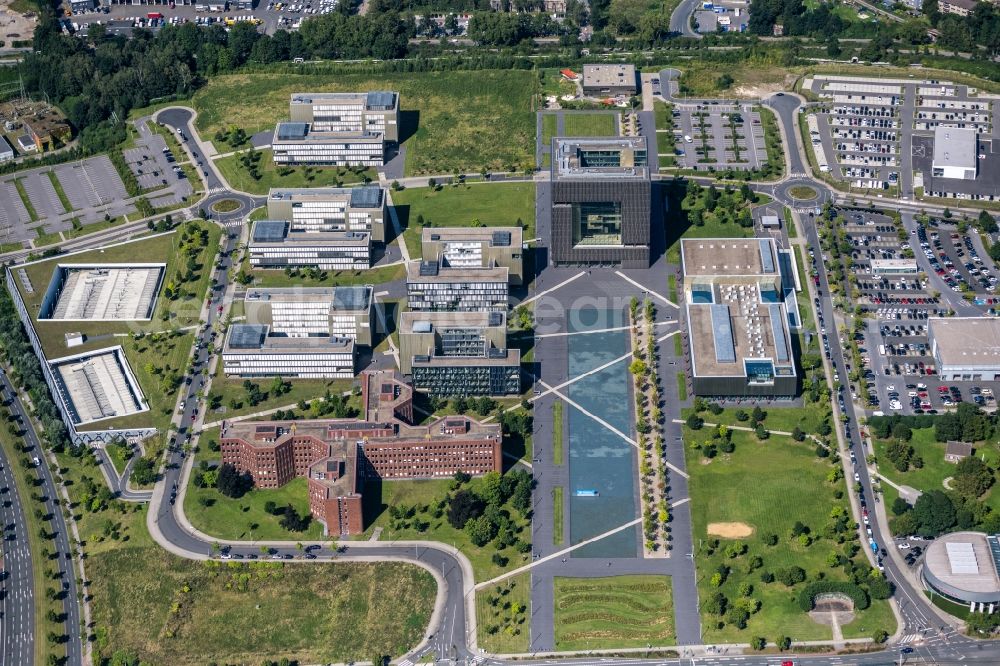Essen from above - Company premises of and headquarters of thyssenkrupp AG in Essen in the federal state of North Rhine-Westphalia, Germany