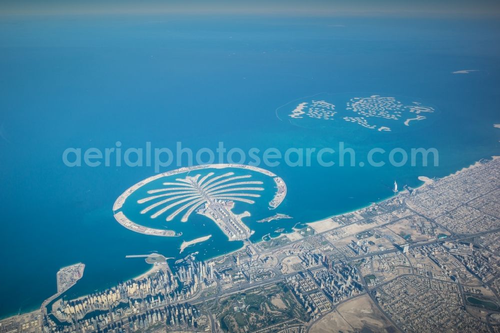 Dubai from above - Aerial view of the Dubai coast from the bird's eye view in Dubai in United Arab Emirates