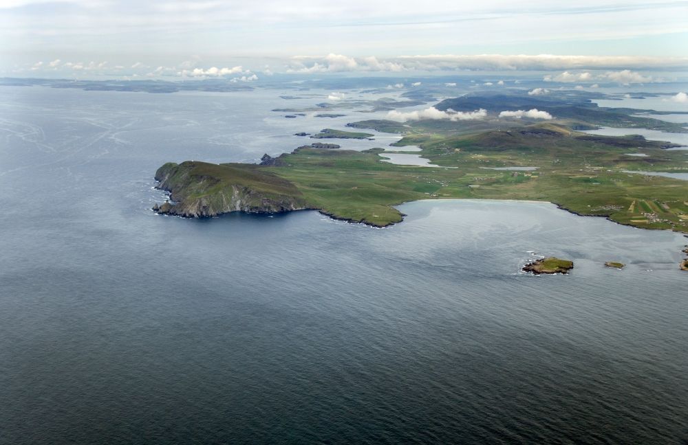 Aerial photograph Sumburgh - Cliffs and coastline of Mainland island of Shetland Islands of Scotland in the North Sea near Sumburgh Airport