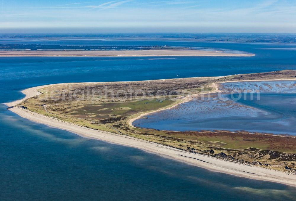 Aerial image List - Coastal landscape of the North Sea island Sylt in the district Ellenbogen in List in the state of Schleswig-Holstein, Germany