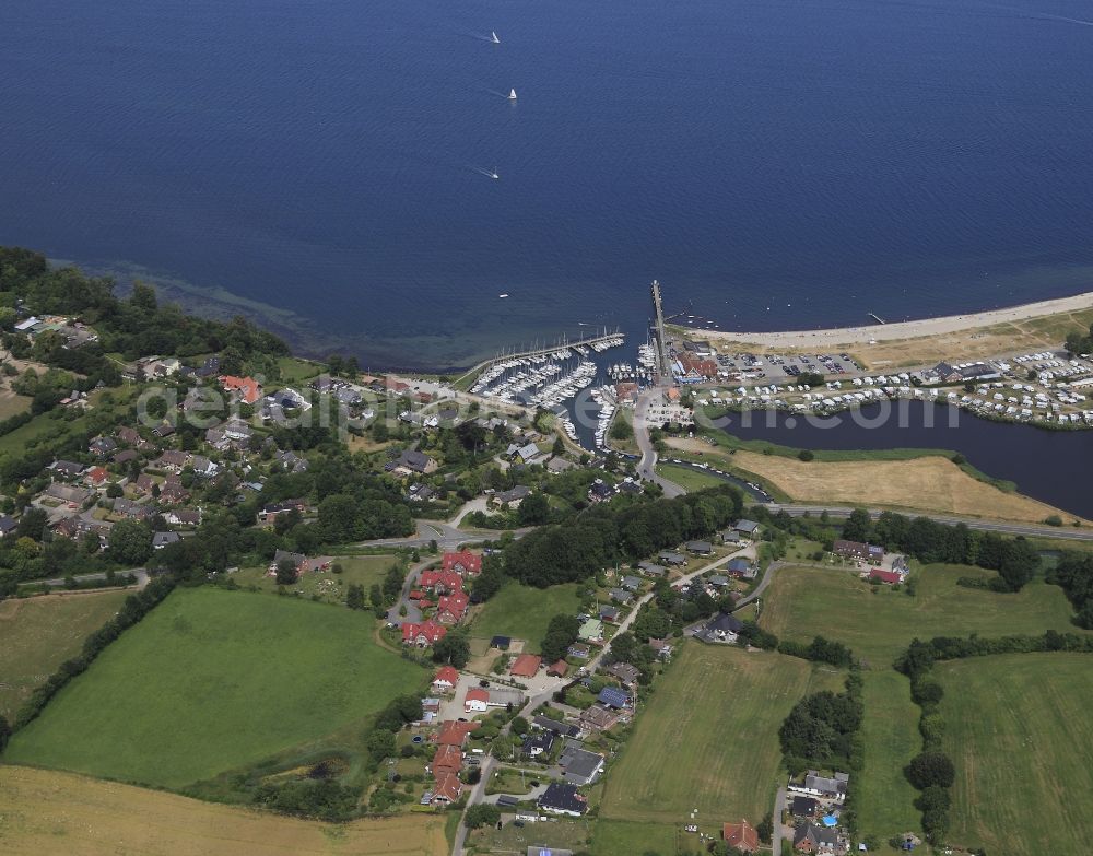 Langballig from above - Coastline on the sandy beach in Langballig in the state Schleswig-Holstein