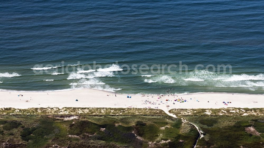 Aerial image List - Coastline on the sandy beach of in List in the state Schleswig-Holstein, Germany
