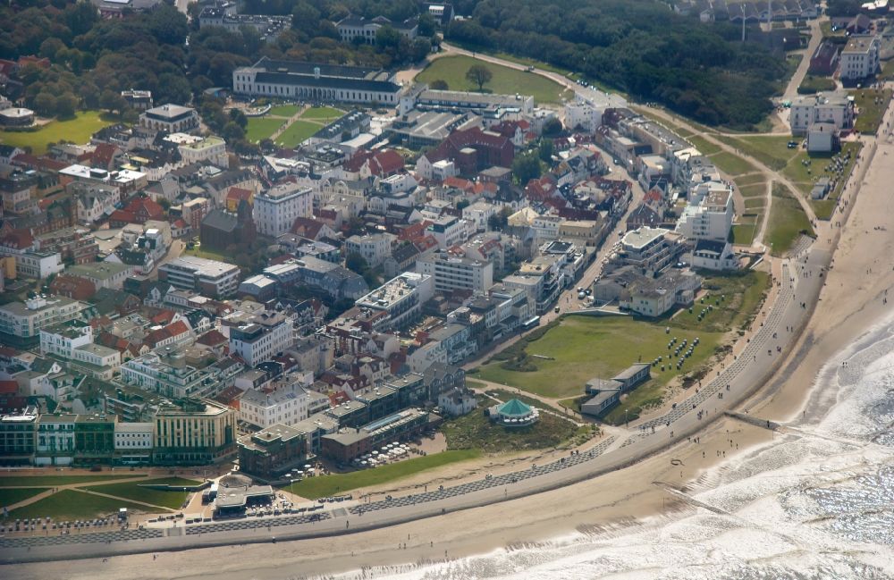 Aerial image Norderney - Coastline on the sandy beach of North Sea island in Norderney in the state Lower Saxony, Germany